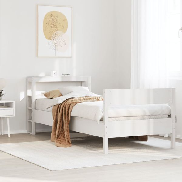 vidaXL Posteľ bez matraca biela 75x190 cm masívna borovica