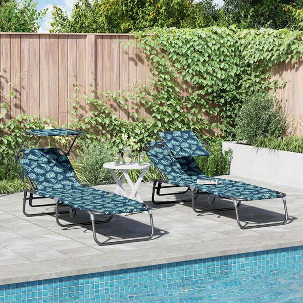 vidaXL Skladací lehátko 2 pcs Viacfarebný 190 x 57 x 81 cm oxford