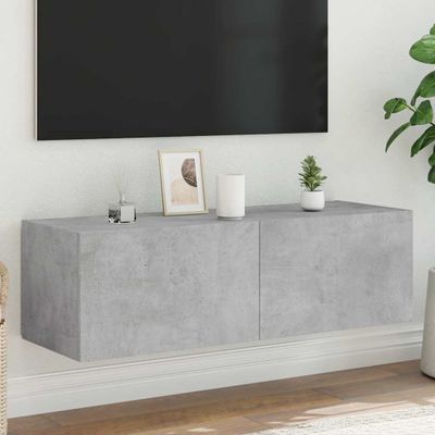 vidaXL TV nástenná skrinka s LED svetlami betónovo sivá 100x35x31 cm
