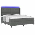 vidaXL LED box s pružinami Tmavo šedá 180 x 200 cm látka