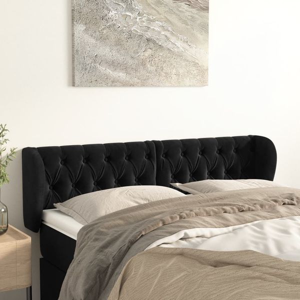 vidaXL Čelo postele so záhybmi čierne 163x23x78/88 cm zamat