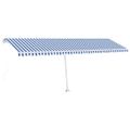 vidaXL Ručne zaťahovacia markíza s LED 600x350 cm modrá a biela
