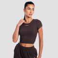 Dámske tričko Cropped Aura Tee Brown - GymBeam, veľkosť XL