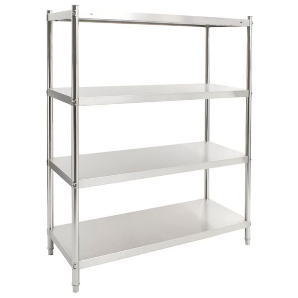 vidaXL Kuchynský regál so 4 policami 120x50x155 cm nehrdzavejúca oceľ