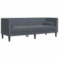 vidaXL 3-miestna pohovka Chesterfield s opierkami tmavosivá zamat
