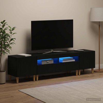 vidaXL 3-dielny LED TV stolík ARNHEM 3 ks Čierna Kompozitné drevo