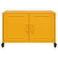 vidaXL TV skrinka horčicovožltá 68x39x43,5 cm oceľ