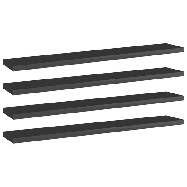 vidaXL Prídavné police 4 ks, lesklé čierne 60x10x1,5 cm, drevotrieska