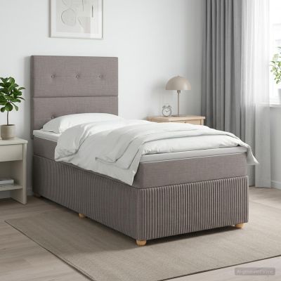 vidaXL LED boxspring posteľ s matracom Sivohnedá 90 x 190 cm Látka