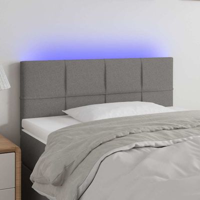 vidaXL Čelo postele s LED tmavosivé 100x5x78/88 cm látka