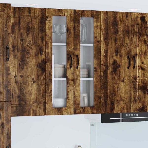 vidaXL Nástenný sklenený kabinet PORTO Dymová dub 60 x 31 x 100 cm