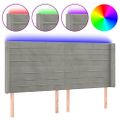 vidaXL Čelo postele s LED bledosivé 183x16x118/128 cm zamat
