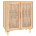 vidaXL Komoda hnedá 60x30x70 cm masívna borovica a prírodný ratan
