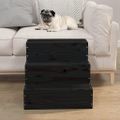 vidaXL Schody pre domáce zvieratá čierne 40x37,5x35cm masívna borovica