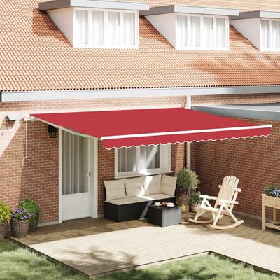 vidaXL Sklopná markíza Červená 450 × 350 cm Tkanina a hliník