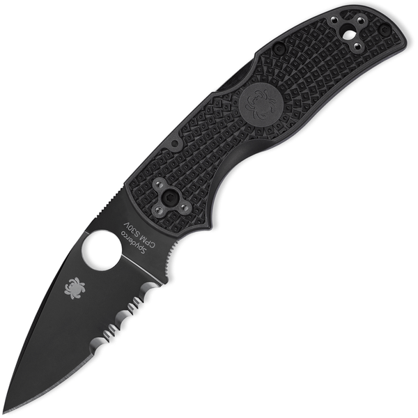 Spyderco C41PSBBK5 Native 5 Part. Serrated 7,6 cm, celočierna, FRN