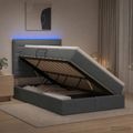 vidaXL LED úložná posteľ s matracom Tmavosivá 120 x 200 cm Látka