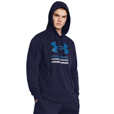 Mikina Rival Terry Graphic Hood Blue - Under Armour, veľkosť XXL, veľkosť oblečenia XXL