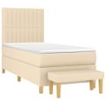 vidaXL Posteľný rám boxspring s matracom krémový 90x190 cm látka