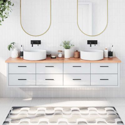 vidaXL Kúpeľňová doska bledohnedá 200x30x(2-4) cm ošetrený masív