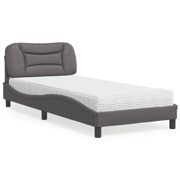 vidaXL Posteľ s matracom Hvar sivá 90x190 cm umelá koža