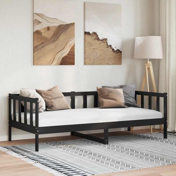 vidaXL Denná posteľ čierna borovicový masív 90x200 cm