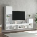 vidaXL 4-dielne TV nástenné skrinky s LED biele kompozitné drevo