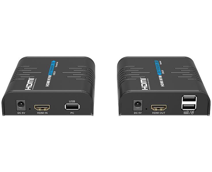 XtendLan HDMI přenos po LAN, vysílač a přijímač, UDP/Multicast, 100Mbps@1080p, přenos USB, funkce KVM Extender vysílac, HDMI KVM over IP, 1080P@60Hz, dosah 120 m, CAT6, ipcolor STREAM, KVM, 256 vstupu, DC 5V/1A