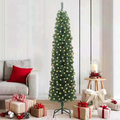 vidaXL Umelý vianočný stromček Zelená 180 cm PVC, oceľ a plast