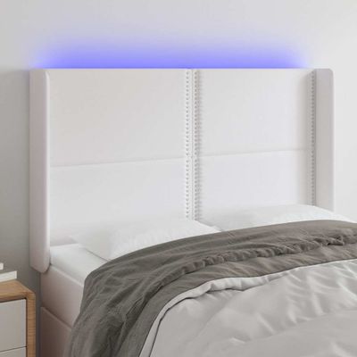 VidaXL Čelo postele biele 147x16x118/128 cm umelá koža