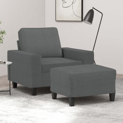 vidaXL Kreslo s podnožkou tmavosivé 60 cm látkové
