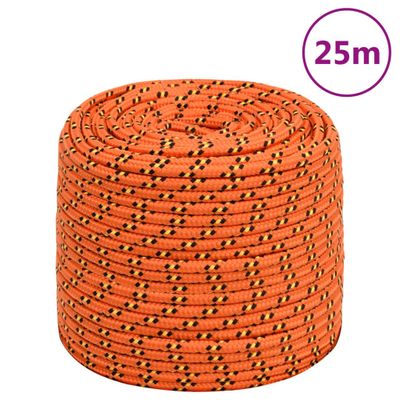 vidaXL Lodné lano oranžové 10 mm 25 m polypropylén
