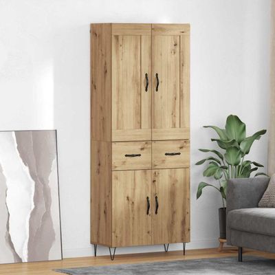 vidaXL Highboard Remeselný dub 69,5 x 34 x 180 cm Kompozitné drevo