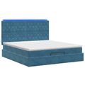 vidaXL Ottoman posteľ s matracom a LED Tmavo modrá 140 x 190 cm Zamat