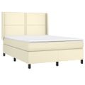 vidaXL Boxspring posteľ s matracom krémová 140x190 cm umelá koža