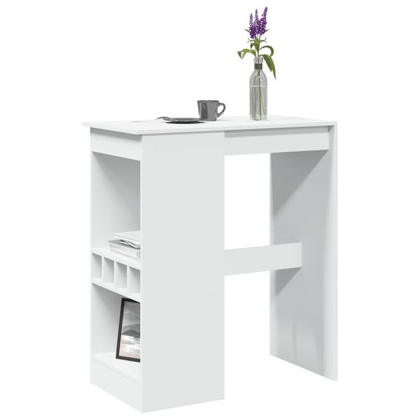 vidaXL Barový stôl s policami biely 90x47,5x103,5 cm kompozitné drevo