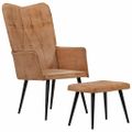 vidaXL Kreslo wingback s podnožkou hnedé plátno