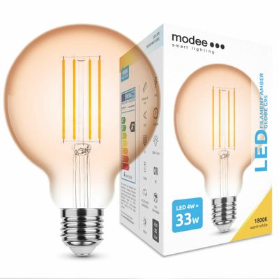 Modee LED Filament Amber Globe G95 4W E27 360 lm, teplá biela (ML-G95FA1800K4WE27)