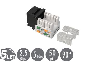 Zarezávací keystone Solarix CAT5E UTP svorkovnica 90 ° SXKJ-5E-UTP-BK-90