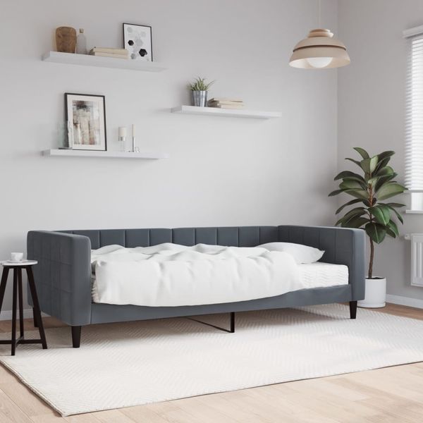 vidaXL Denná posteľ s matracom tmavosivá 90x190 cm zamat