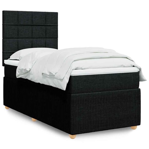 vidaXL Boxspring posteľ s matracom čierna 100x200 cm látka