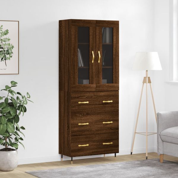 vidaXL Vysoká skrinka hnedý dub 69,5x34x180 cm spracované drevo