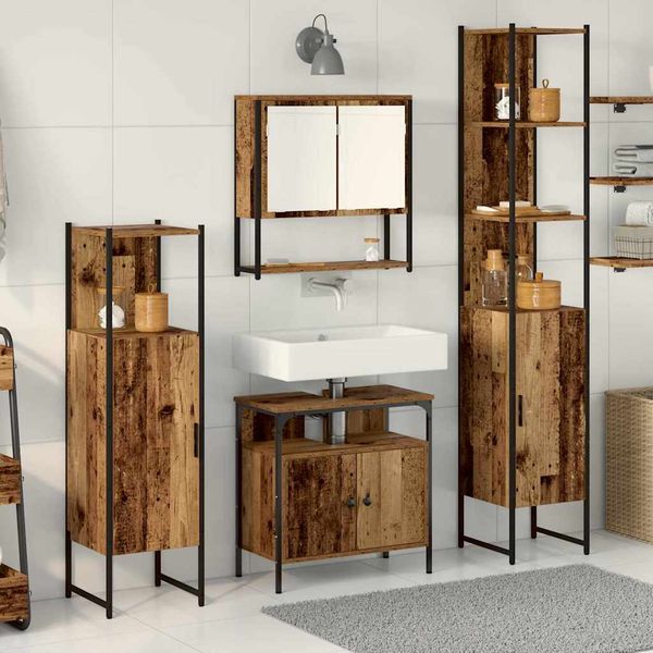 vidaXL Sada kúpeľňového nábytku 4 pcs Staré drevo Kompozitné drevo