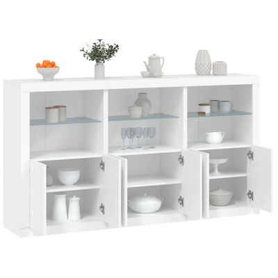vidaXL Komoda s LED svetlami biela 181,5x37x100 cm