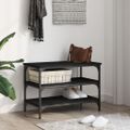 vidaXL Lavička na topánky čierna 70x38,5x49 cm kompozitné drevo