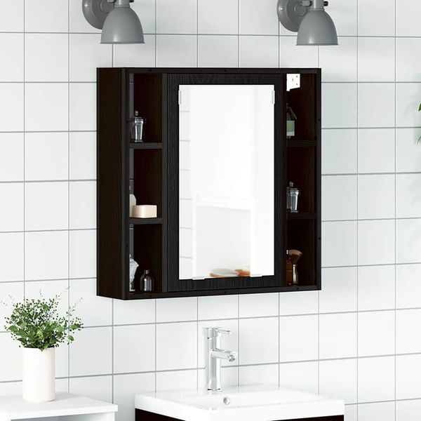 vidaXL Kúpeľňová zrkadlová skrinka, čierny dub, 60x16x60 cm, imitácia dreva
