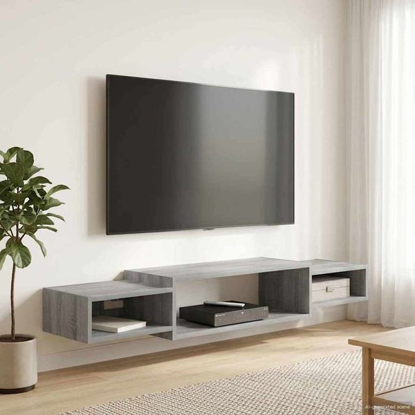 vidaXL Nástenný TV kabinet Nástenná montáž Sivý Sonoma