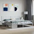 vidaXL Kovový rám postele s čelom a podnožkou biely 200x200 cm