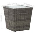 vidaXL Čajový stolík, sivý 41,5x41,5x43 cm, polyratan, tvrdené sklo