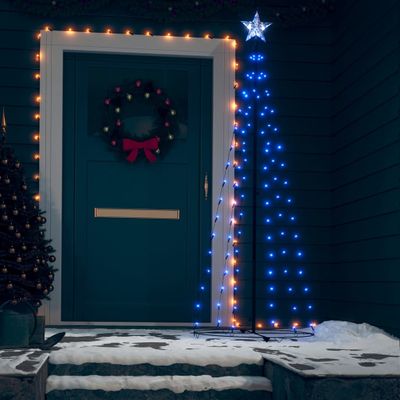 vidaXL Vianočný stromček, kužeľ, 100 LED, modré svetlo 70x180 cm